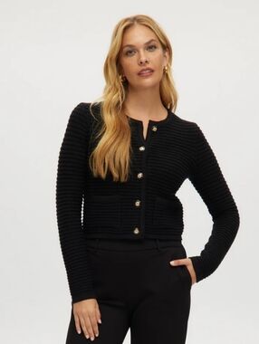 New!BLACK CREW NECK KNITTED CARDIGAN Pockets Y2K Cottagecore Retro